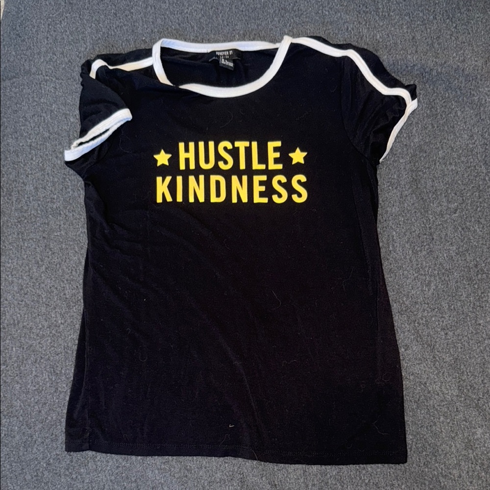 Forever 21 Black Tee with Yellow Print
